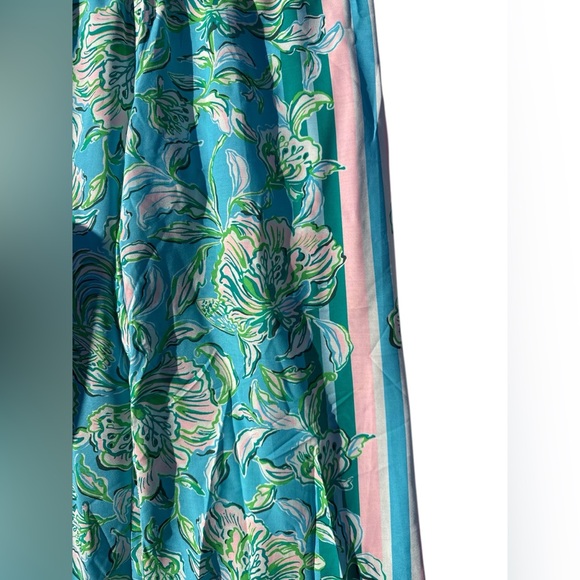 Lilly Pulitzer XS Blue Floral Pull-On Pants Resort Lounge Viscose - Picture 9 of 10